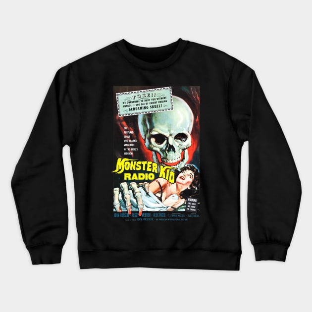 Screaming Skull on Monster Kid Radio Crewneck Sweatshirt by MonsterKidRadio